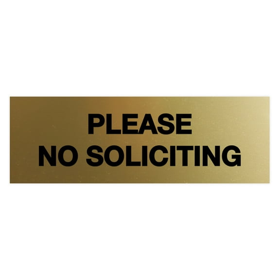 Basic Please No Soliciting Sign (Brushed Gold) - Small