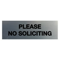 Basic Please No Soliciting Sign (Brushed Silver) - Medium