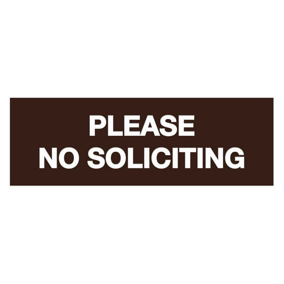 Basic Please No Soliciting Sign (Dark Brown) - Large