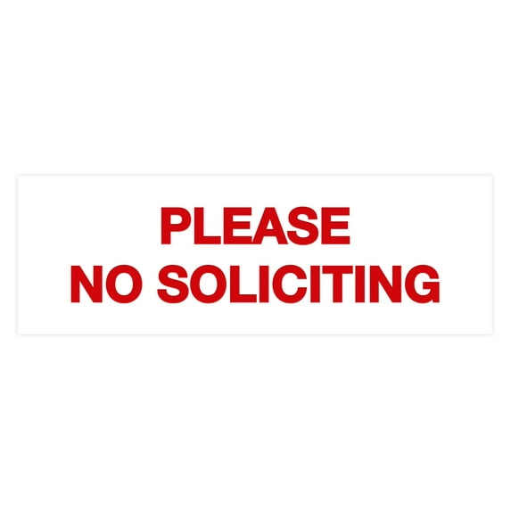 Basic Please No Soliciting Sign (White/Red) - Small