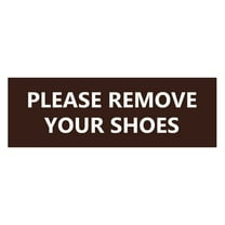 Basic Please Remove Your Shoes Sign (Dark Brown) - Medium