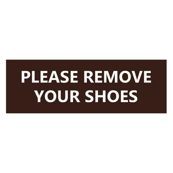 Basic Please Remove Your Shoes Sign (Dark Brown) - Medium