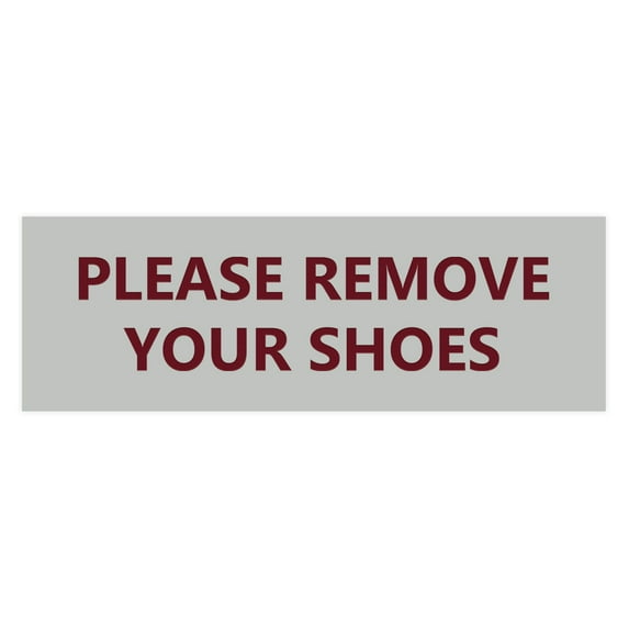 Basic Please Remove Your Shoes Sign (Light Grey / Burgundy) - Small