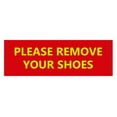 thumbnail image 1 of Basic Please Remove Your Shoes Sign (Red/Yellow) - Large, 1 of 5