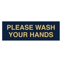 Basic Please Wash Your Hands Sign (Navy Blue/Gold) - Small