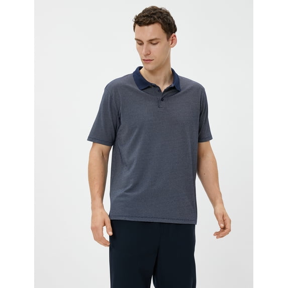 Basic Polo Neck T-Shirt Buttoned Short Sleeve