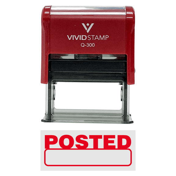Basic Posted Self-Inking Office Rubber Stamp (Red) - Large