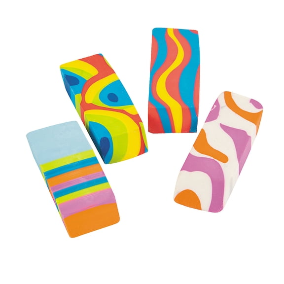 Basic Printed Eraser Set - Stationery - 24 Pieces