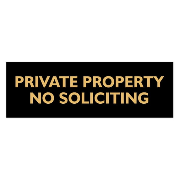Basic Private Property No Soliciting Sign (Black /Gold) - Small