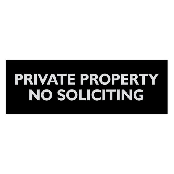 Basic Private Property No Soliciting Sign (Black / Silver) - Medium