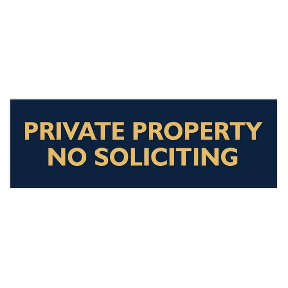 Basic Private Property No Soliciting Sign (Navy Blue/Gold) - Small