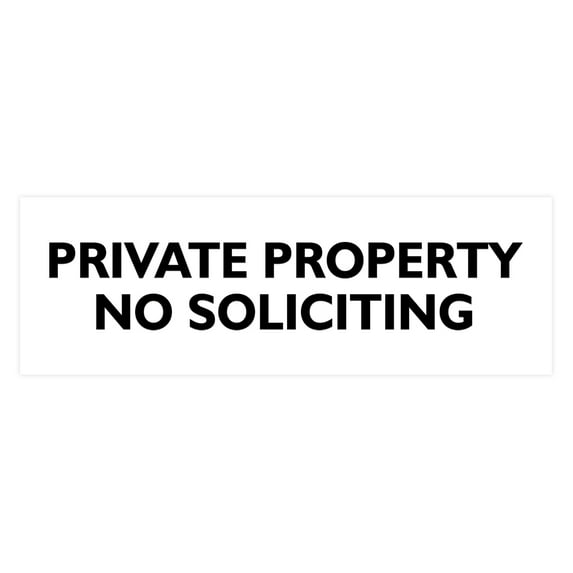 Basic Private Property No Soliciting Sign (White) - Medium