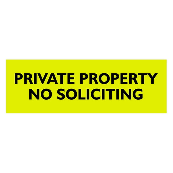Basic Private Property No Soliciting Sign (Yellow / Black) - Large