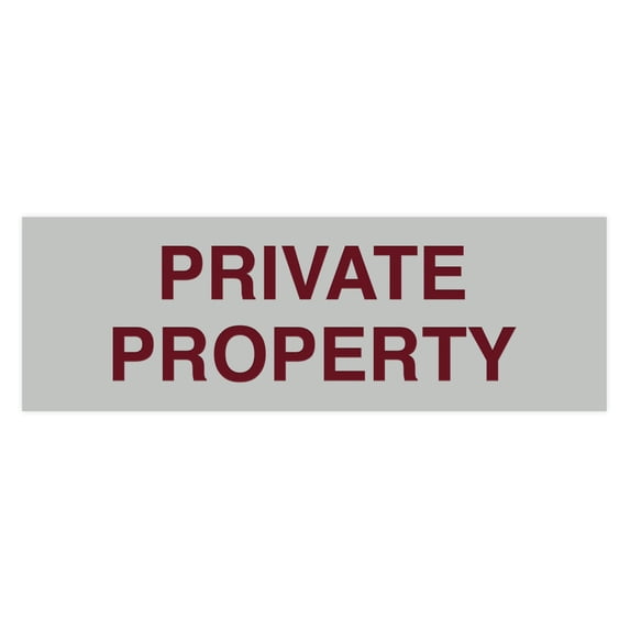 Basic Private Property Sign (Light Grey / Burgundy) - Medium