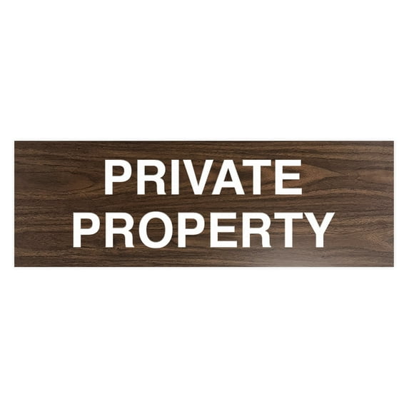 Basic Private Property Sign (Walnut) - Large