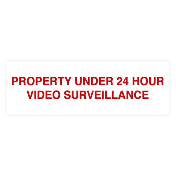Basic Property Under 24 Hour Video Surveillance Sign (White/Red) - Small