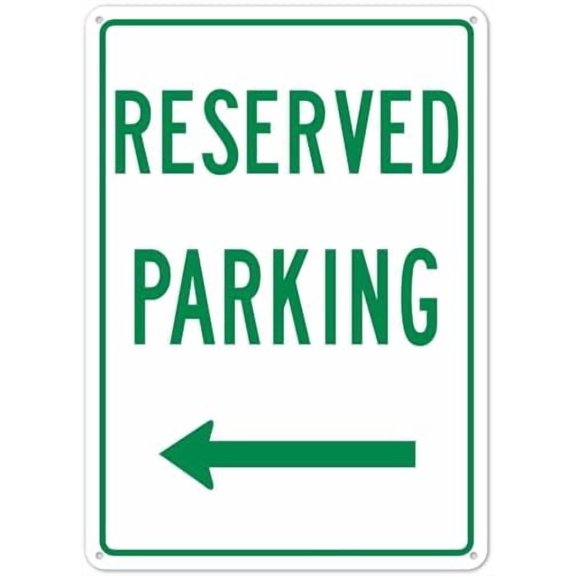 Basic Reserved Parking Left Side In Green Sign, Board Parking Signs Metal Sign NO.27112 Metal Tin Sign 8x12 Inch - Clear Warning for Home & Business Use