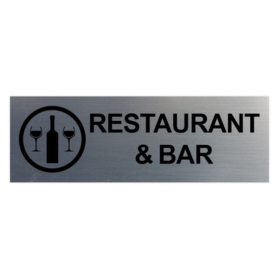 Basic Restaurant & Bar Sign (Brushed Silver) - Large