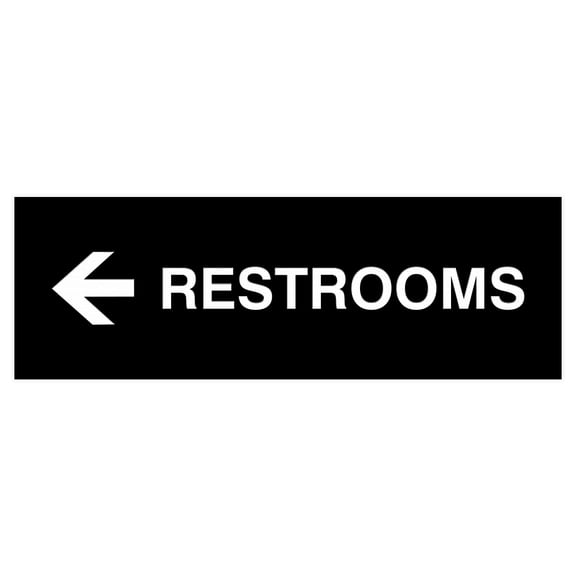 Basic Restrooms Left Arrow Directional Sign (Black) - Large