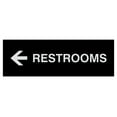thumbnail image 1 of Basic Restrooms Left Arrow Directional Sign (Black / Silver) - Medium, 1 of 5