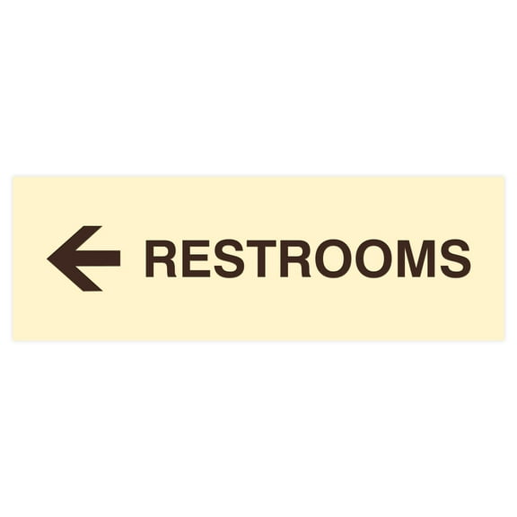 Basic Restrooms Left Arrow Directional Sign (Ivory/Dark Brown) - Small