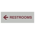 thumbnail image 1 of Basic Restrooms Left Arrow Directional Sign (Light Grey / Burgundy) - Large, 1 of 5