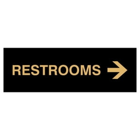 Basic Restrooms Right Arrow Directional Sign (Black /Gold) - Small