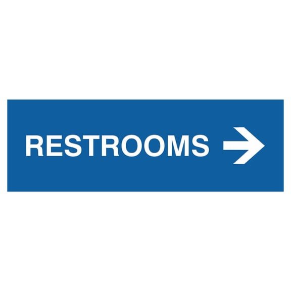 Basic Restrooms Right Arrow Directional Sign (Blue) - Small