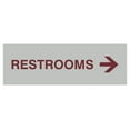 thumbnail image 1 of Basic Restrooms Right Arrow Directional Sign (Light Grey / Burgundy) - Small, 1 of 5