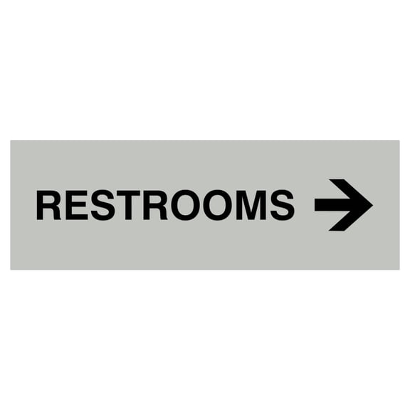 Basic Restrooms Right Arrow Directional Sign (Lt Gray) - Small