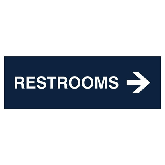 Basic Restrooms Right Arrow Directional Sign (Navy Blue / White) - Medium