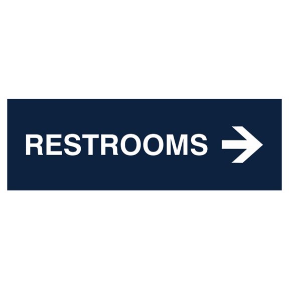 Basic Restrooms Right Arrow Directional Sign (Navy Blue / White) - Small
