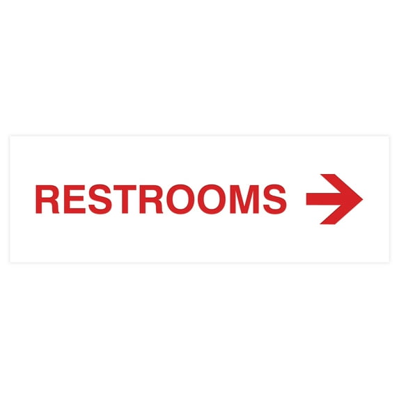 Basic Restrooms Right Arrow Directional Sign (White/Red) - Large