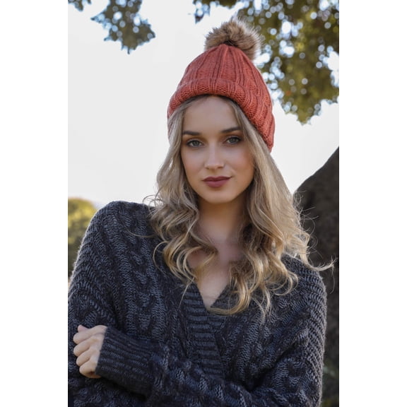 Basic Ribbed Pom Beanie