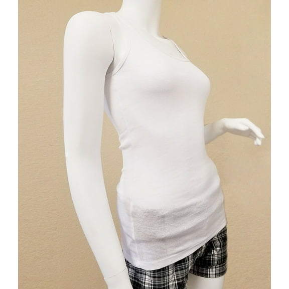 Basic Ribbed Stretchy_Racerback_Plain Long Tank Top_Muscle Shirt