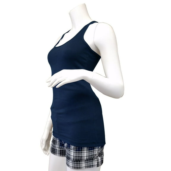 Basic Ribbed Stretchy_Racerback_Plain Long Tank Top_Muscle Shirt