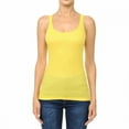 thumbnail image 1 of Basic Ribbed Stretchy_Racerback_Plain Long Tank Top_Muscle Shirt, 1 of 5
