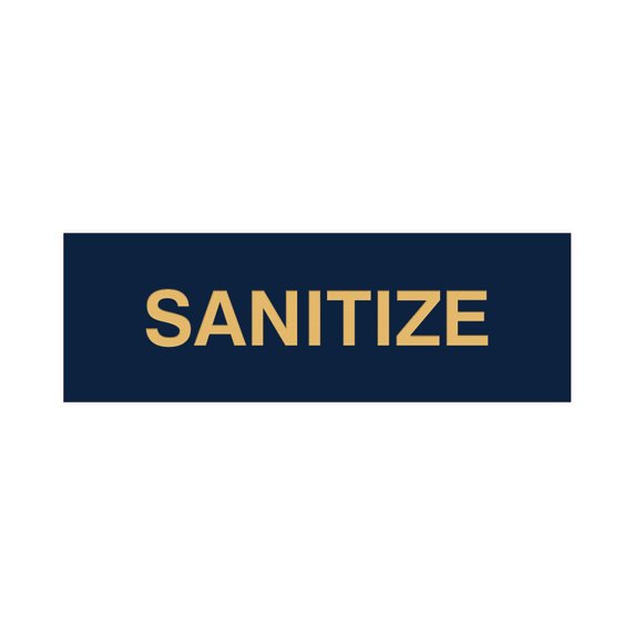 Basic Sanitize Sign (Navy Blue/Gold) - Medium