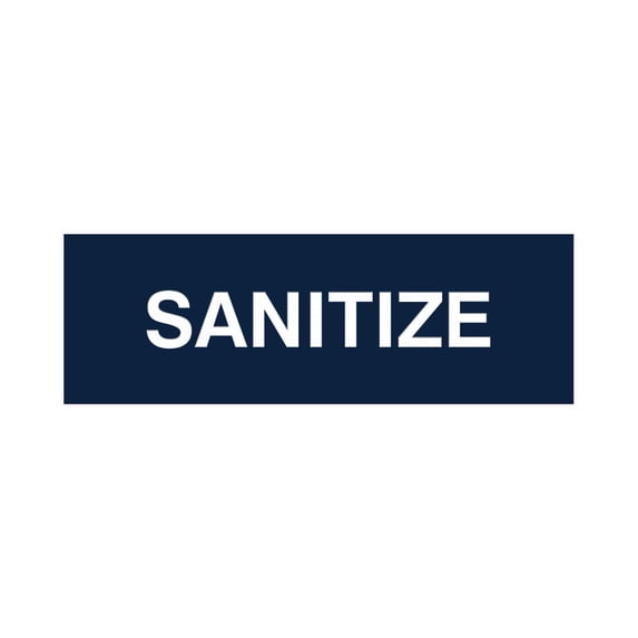 Basic Sanitize Sign (Navy Blue / White) - Small