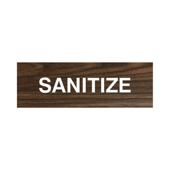 Basic Sanitize Sign (Walnut) - Large