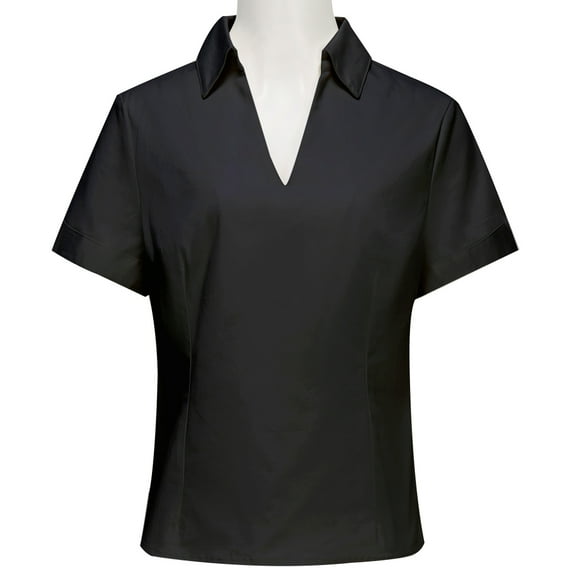 Basic Shirt V Neck Short Sleeve Cotton Plain Simple Professional Wear For Office Ladies
