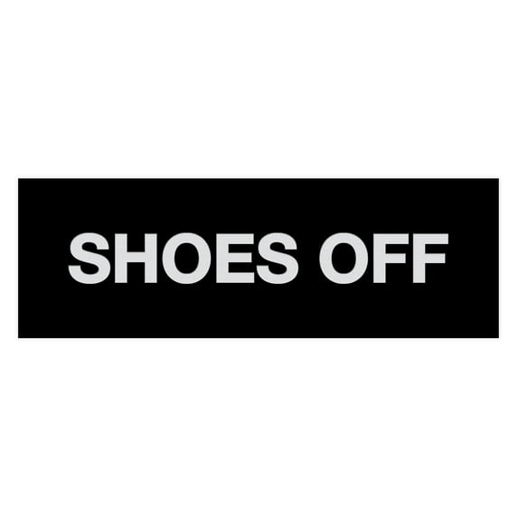 Basic Shoes Off Sign (Black / Silver) - Small