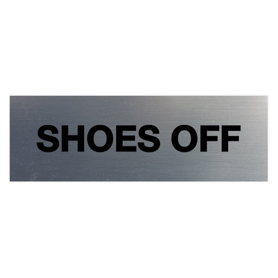 Basic Shoes Off Sign (Brushed Silver) - Small