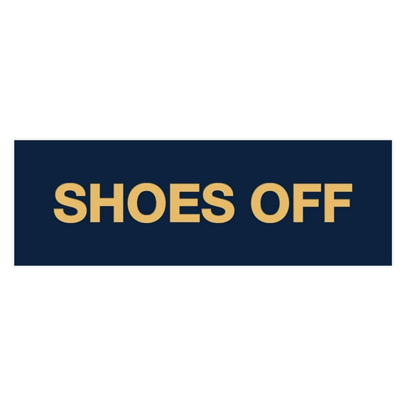 Basic Shoes Off Sign (Navy Blue/Gold) - Large