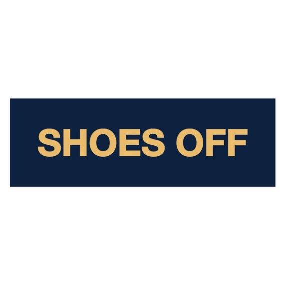 Basic Shoes Off Sign (Navy Blue/Gold) - Small