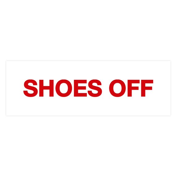 Basic Shoes Off Sign (White/Red) - Small