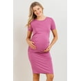 thumbnail image 1 of Basic Short Sleeve Ruched Maternity Bodycon Dress, 1 of 1