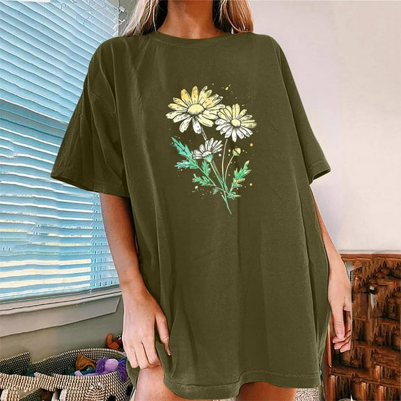 Basic Short Sleeve Tops for Woman T Shirts Womens Printed Tees Loose Fit Womens Tops Items Ordered by Me