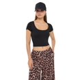 thumbnail image 1 of Basic Short Sleeve Woven T-Shirt with Scoop Neck, 1 of 5