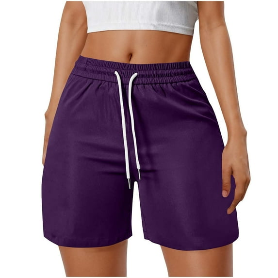 Cargo Shorts for Womens Solid Color Knee Length Pant Adjustable Drawstring Mid Rise Bottoms Comfy Casual Short Cargo Pants Athletic Jogging Workout Sweatspants